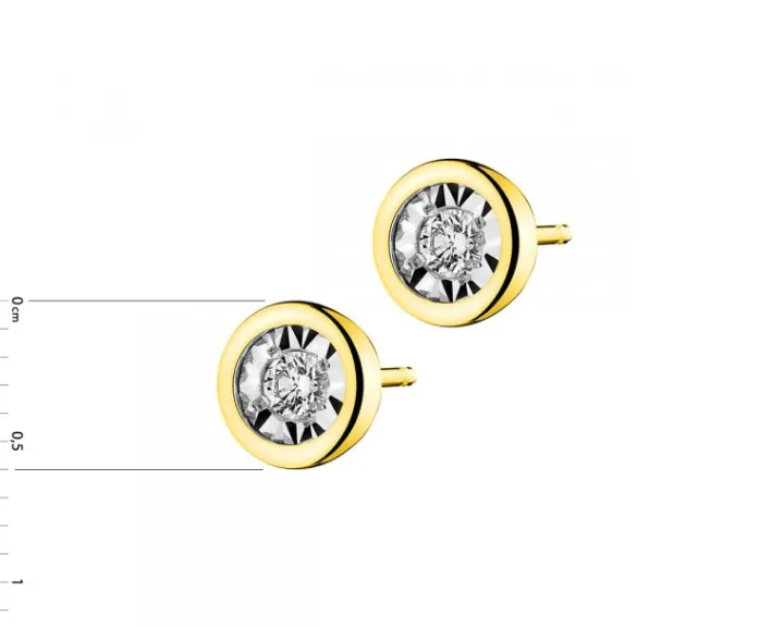 Kolczyki z żółtego i białego złota z brylantami - 0,10 ct - próba 375