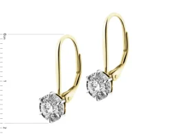Kolczyki z żółtego i białego złota z brylantami - SI2/H - 1,00 ct - próba 585