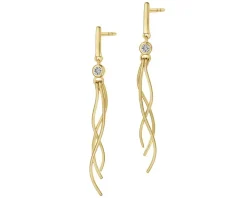 Kolczyki z żółtego i białego złota z diamentami - 0,006 ct - próba 585