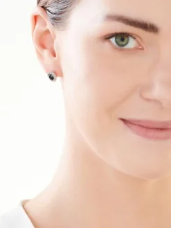 Kolczyki z żółtego i białego złota z diamentami i szafirami - próba 585