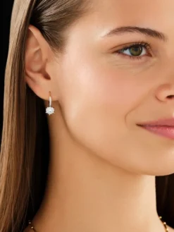 Kolczyki z żółtego i białego złota z brylantami - 0,83 ct - próba 585