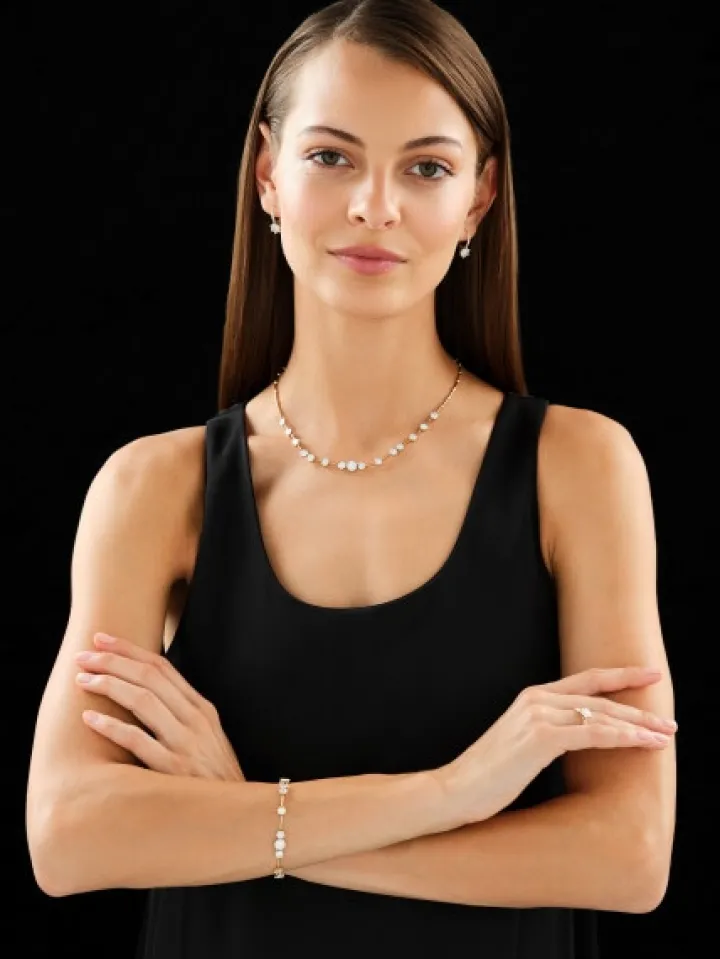 Kolczyki z żółtego i białego złota z brylantami - 0,83 ct - próba 585