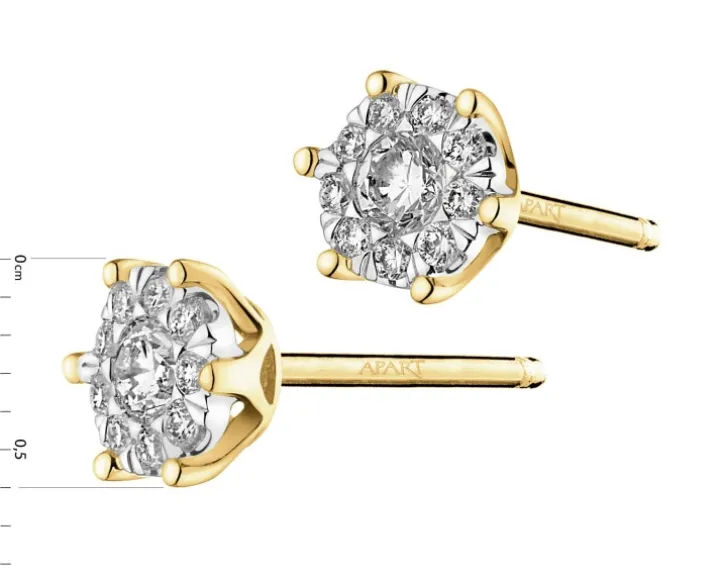 Kolczyki z żółtego i białego złota z brylantami - 0,25 ct - próba 585
