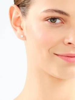 Kolczyki z żółtego i białego złota z brylantami - 0,25 ct - próba 585