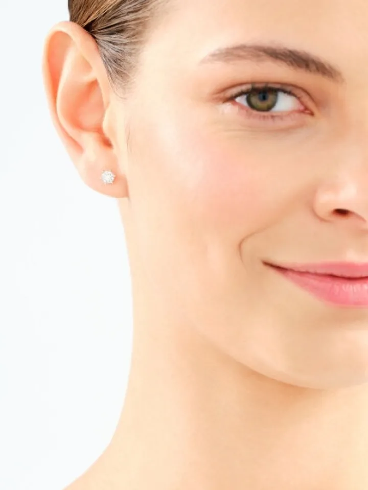 Kolczyki z żółtego i białego złota z brylantami - 0,25 ct - próba 585