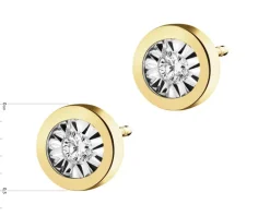 Kolczyki z żółtego i białego złota z brylantami - 0,04 ct - próba 375