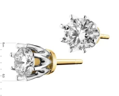 Kolczyki z żółtego i białego złota z brylantami - SI2/H - 0,68 ct - próba 585