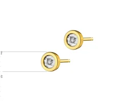 Kolczyki z żółtego i białego złota z diamentami - 0,02 ct - próba 375