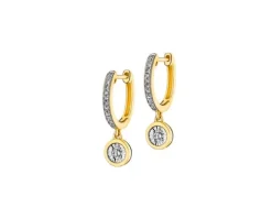 Kolczyki z żółtego i białego złota z diamentami - 0,19 ct - próba 585