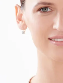 Kolczyki z żółtego i białego złota z brylantami - 0,02 ct - próba 375