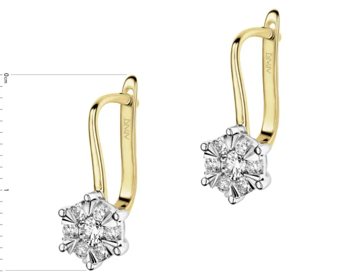 Kolczyki z żółtego i białego złota z brylantami - 0,51 ct - próba 585