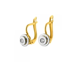 Kolczyki z żółtego i białego złota z brylantami - 0,11 ct - próba 585