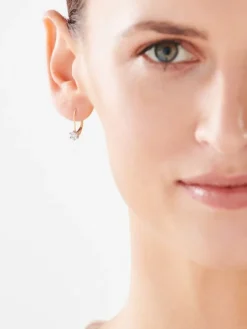 Kolczyki z żółtego i białego złota z brylantami - 0,12 ct - próba 585