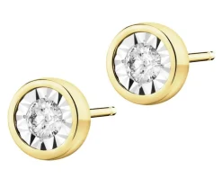 Kolczyki z żółtego i białego złota z brylantami - 0,20 ct - próba 585