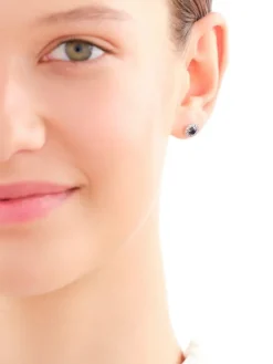 Kolczyki z żółtego i białego złota z diamentami i szafirami - próba 585