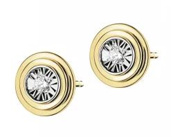 Kolczyki z żółtego i białego złota z brylantami - 0,04 ct - próba 585