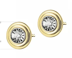Kolczyki z żółtego i białego złota z brylantami - 0,04 ct - próba 585