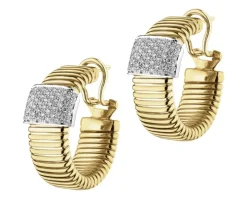 Kolczyki z żółtego i białego złota z brylantami - 0,70 ct - próba 750