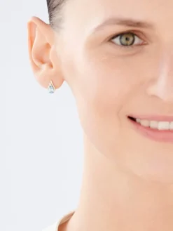 Kolczyki z żółtego i białego złota z diamentami i topazami - próba 375