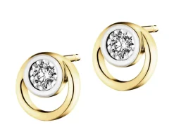 Kolczyki z żółtego i białego złota z brylantami - 0,12 ct - próba 585
