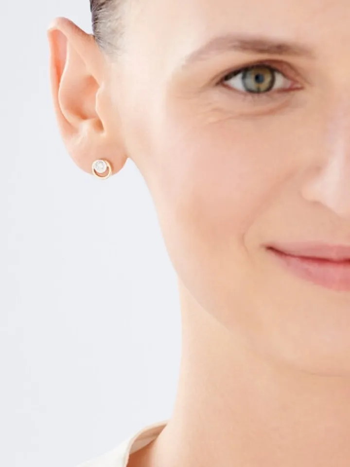 Kolczyki z żółtego i białego złota z brylantami - 0,12 ct - próba 585