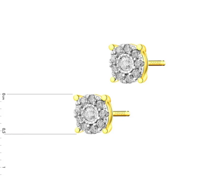 Kolczyki z żółtego i białego złota z brylantami - 0,18 ct - próba 585