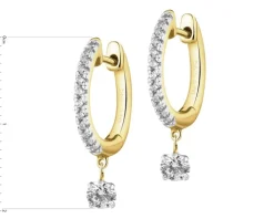 Kolczyki z żółtego i białego złota z brylantami laboratoryjnymi - 0,50 ct - próba 585