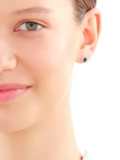 Kolczyki z żółtego i białego złota z diamentami i szafirami - próba 585