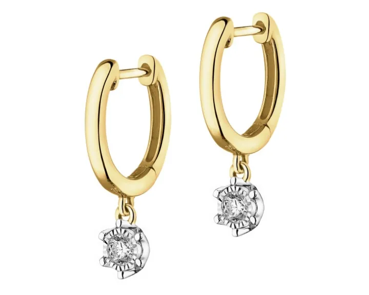 Kolczyki z żółtego i białego złota z brylantami - 0,15 ct - próba 585