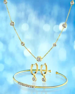 Kolczyki z żółtego i białego złota z brylantami - 0,05 ct - próba 375