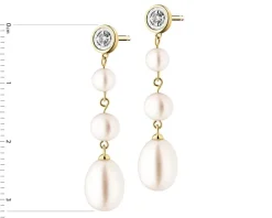 Kolczyki z żółtego i białego złota z brylantami i perłami - próba 375