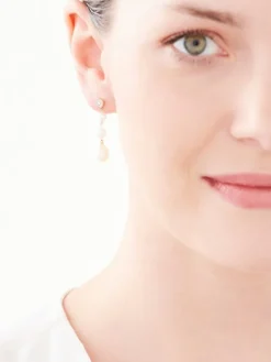 Kolczyki z żółtego i białego złota z brylantami i perłami - próba 375