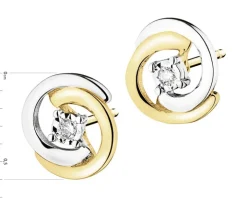 Kolczyki z żółtego i białego złota z brylantami - 0,02 ct - próba 375