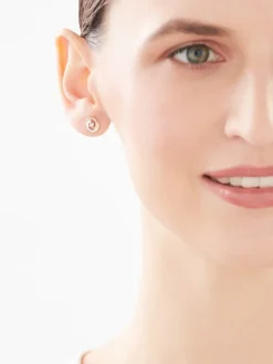 Kolczyki z żółtego i białego złota z brylantami - 0,02 ct - próba 375