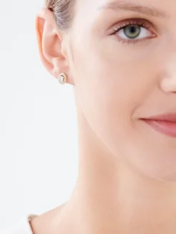 Kolczyki z żółtego i białego złota z diamentami - 0,28 ct - próba 585