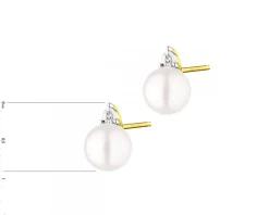 Kolczyki z żółtego i białego złota z diamentami i perłami - próba 585