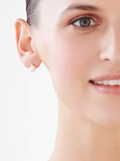 Kolczyki z żółtego i białego złota z diamentami i perłami - próba 585