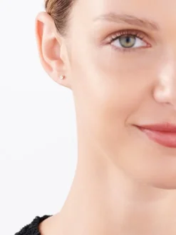 Kolczyki z żółtego i białego złota z brylantami - 0,02 ct - próba 375