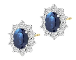 Kolczyki z żółtego i białego złota z brylantami i szafirami - próba 585