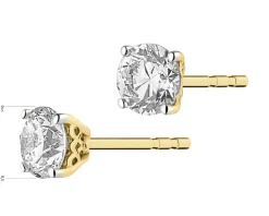 Kolczyki z żółtego złota z brylantami - 0,69 ct - próba 585