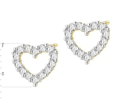Kolczyki z żółtego złota z brylantami laboratoryjnymi - serca - 0,20 ct - próba 585
