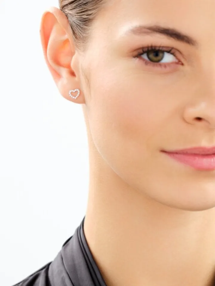 Kolczyki z żółtego złota z brylantami laboratoryjnymi - serca - 0,20 ct - próba 585