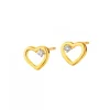 Kolczyki z żółtego złota z brylantami - serca - 0,01 ct - próba 375