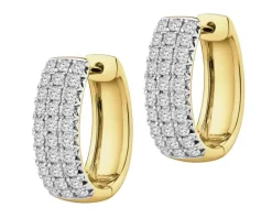 Kolczyki z żółtego złota z brylantami laboratoryjnymi - koła - 0,75 ct - próba 585