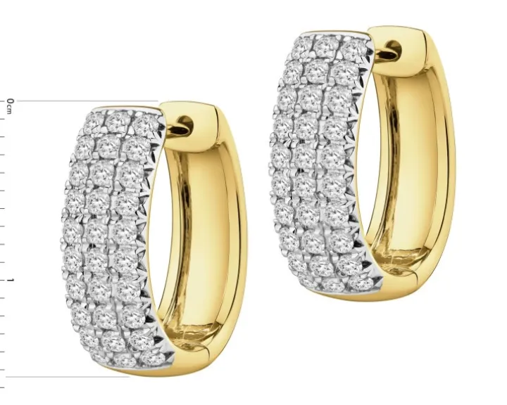 Kolczyki z żółtego złota z brylantami laboratoryjnymi - koła - 0,75 ct - próba 585