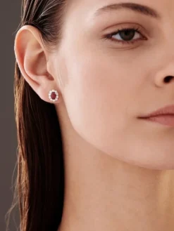 Kolczyki z żółtego złota z brylantami i rubinami - próba 585