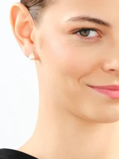 Kolczyki z żółtego złota z brylantami i perłami - próba 585