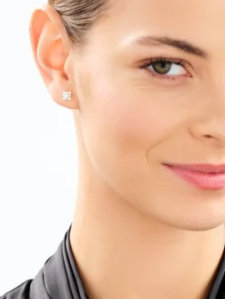 Kolczyki z żółtego złota z brylantami laboratoryjnymi - 0,50 ct - próba 585