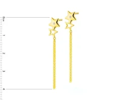 Kolczyki z żółtego złota z brylantami - gwiazdy - 0,01 ct - próba 375