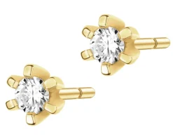 Kolczyki z żółtego złota z brylantami - 0,11 ct - próba 585
